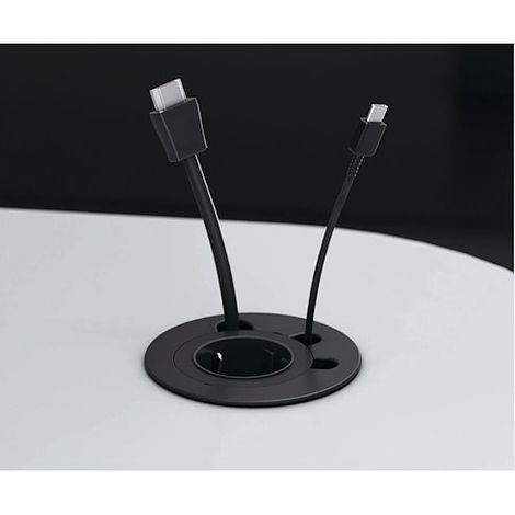 Prise electrique encastrable Versadot Cable diamètre 80 mm + 3 trous passe-câbles - noir - Maxiburo (1/5)