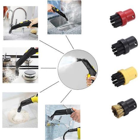 Ensemble de 12 têtes de brosse vapeur pour nettoyeur vapeur Karcher SC2 SC3 SC5 SC4, brosse à cheveux et brosse métallique en acier inoxydable (1/5)