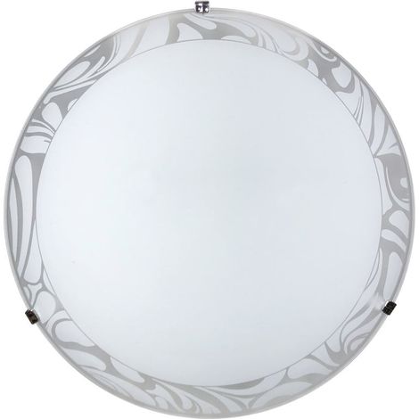 Plafonnier 1xE27 avec Crochets en Chrome et Verre Blanc (1/2)