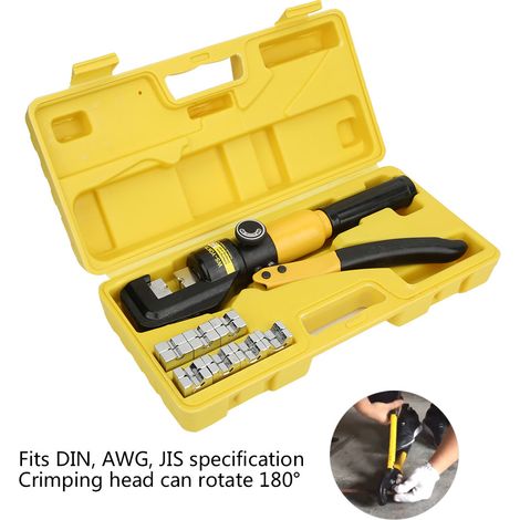 Pince à sertir hydraulique 8 T pour câbles et cosse, outil de sertissage avec 16 matrices 4-70 mm² (1/5)