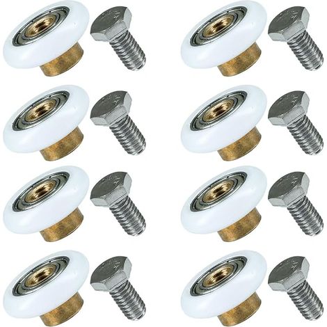 Selyse Set mit 8 Ersatz-Duschtürrollen aus Edelstahl - Durchmesser: 19 mm/23 mm/25 mm/27 mm - Für Schiebetüren und Duschkabinen (23 mm) (1/5)
