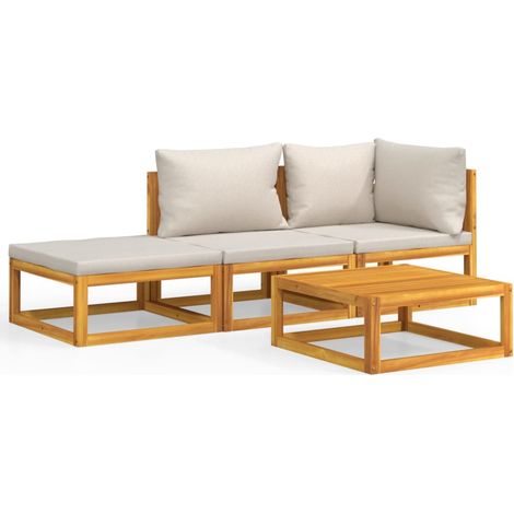 Maison Exclusive - Set Salotto Giardino 4pz Cuscini Grigio Chiaro Legno Massello