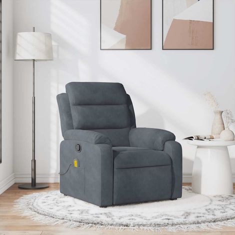 vidaXL Poltrona Massaggiante Reclinabile Grigio Scuro in Velluto
