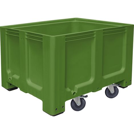 BRB Großbox, 4 Lenkrollen, 2 Feststellbremsen, LxBxH 1200x1x835 mm, lebensmittelecht, grün