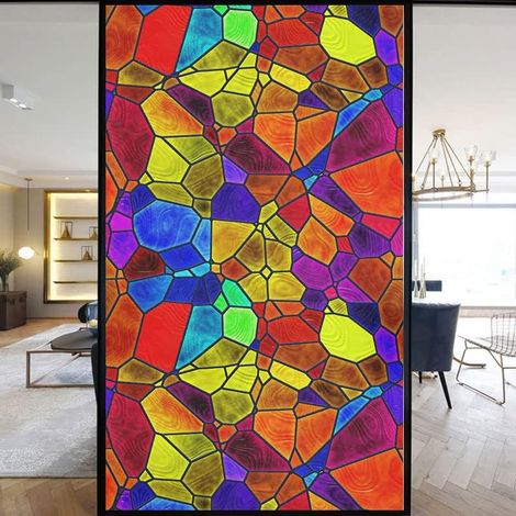 Film Autocollant Statique décoratif givré pour fenêtre d'église européenne - Bloque Les UV - Couleurs discrètes (D, 100 x 150 cm (l x H)