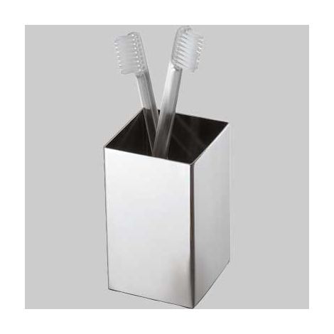 Portaspazzolini nemesia acciaio inox lucido - 10x6x6 cm
