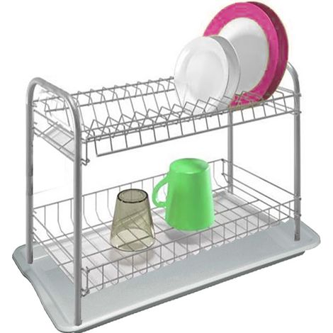Scolapiatti da Cucina Lavello con Vassoio Zio 2 Posti Silver Artex (1/2)