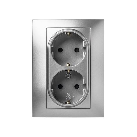 Base enchufe empotrar doble tt aluminio