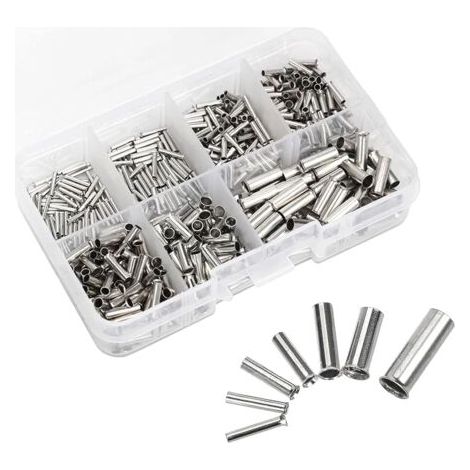 Kit de 600 embouts de câble, embouts de lacet non isolés, virole en cuivre étamé non isolée, bornes à sertir pour câble électrique, connecteurs à sertir pour projet électrique, 10-22 AWG (1/5)