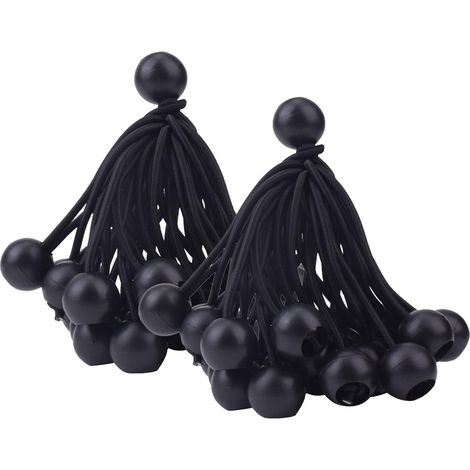 50 Pcs Bungee Cords (Black), Tarp Tensioner for Gazebo, Camping, Tent Cords, Curtains Extension Harness, 10cm (1/5)