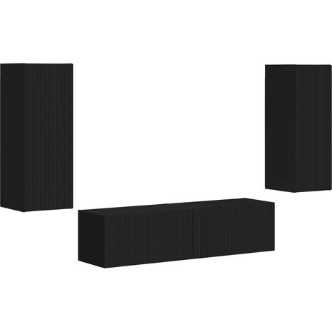 Maison Exclusive - TV-Schrankset Wandmontiert 2 pcs Schwarz Holzw