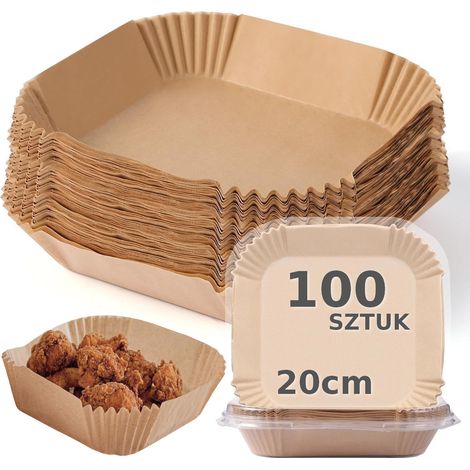 Juego de 100 insertos para bandejas de 20 cm de papel para hornear y freidora de aire (1/5)