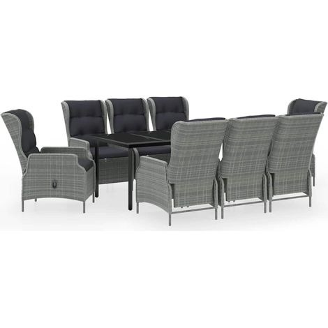 Maison Exclusive - Set da Pranzo da Giardino 9 pz Grigio Chiaro (1/5)