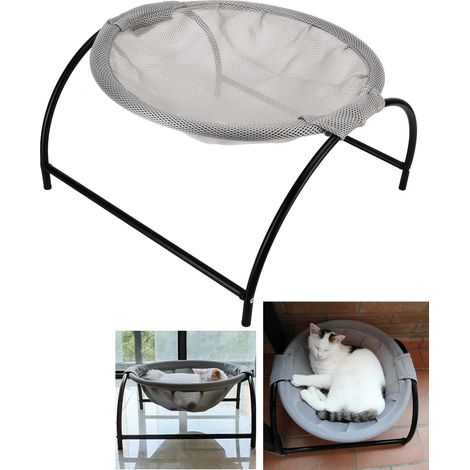 Nouveau produit tendance en ligne : Lit respirant pour chat, adapté à toutes les saisons, lit à bascule/berceau amovible, idéal pour se rafraîchir en été, lit pour chat gris. (1/5)