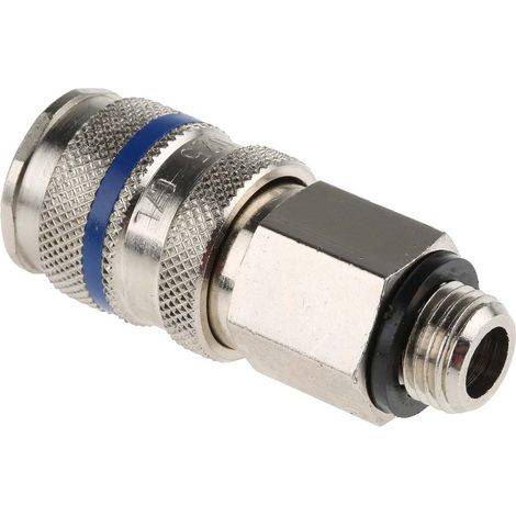 Raccord rapide pneumatique RS PRO, Filetage vers Mâle G 1/4 Mâle 1/4pouces en Laiton, Acier ( Prix pour 1 ) (1/3)