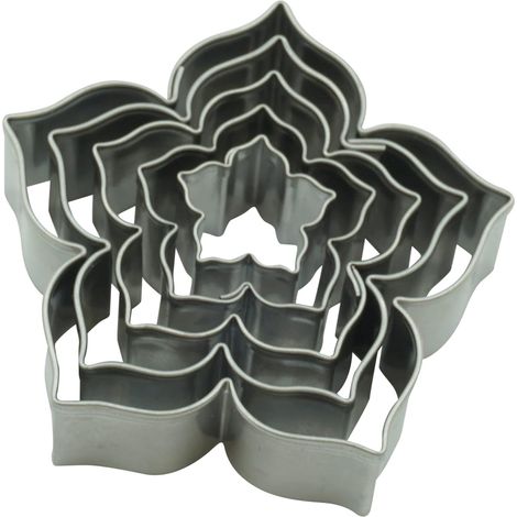 Lot de 5 emporte-pièces « Fleur » – 5 tailles – Emporte-pièces en acier inoxydable – Passe au lave-vaisselle – Pour la cuisson des biscuits et des yeux (1/5)