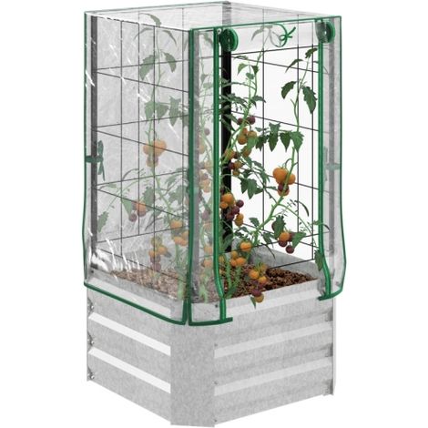 Hochbeet Set Pflanzkasten mit Kunststoffabdeckung und Rankgitter für Kletterpflanzen 53x53x90cm ideal für Garten und Balkon 
On-Site