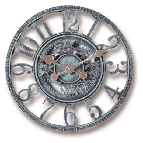 Wanduhr für den Außenbereich, 30 cm, wasserdicht, für den Garten, Retro-Uhren für Küche und Wohnzimmer, geräuschlos (Türkis) MUMU