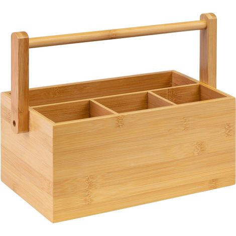 Westmark Cestino portaoggetti da cucina, 4 scomparti, Con maniglia, Dimensioni: 28 x 15 x 22 cm, Bambù, Tapas + Friends, Marrone chiaro, 69802270 (1/4)