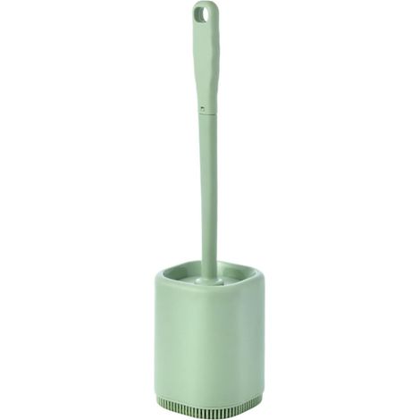 ZOLGINAH Brosse WC Silicone et Supports Brosse Toilettes WC Nettoyante en Profondeur,Balayette WC avec Long Manche en Plastique Antidérapant pour Nettoyer Le Coin des Toilettes,Vert (1/5)
