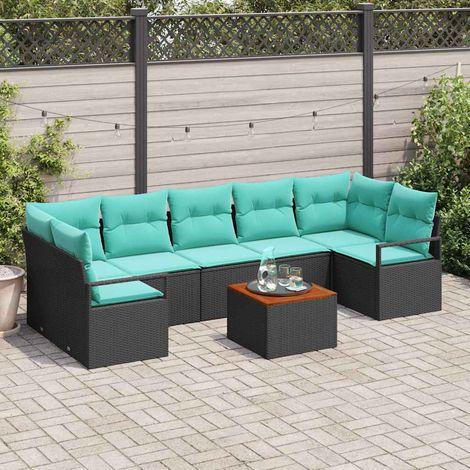 Teenpull – Gartensofa-set 8 Stk. Schwarz Poly-Rattan (1/5)