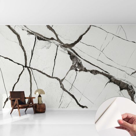 Papier peint adhésif autocollant pour salon chambre à coucher tendance et originale Fissures marbrées 416x254 cm (1/5)
