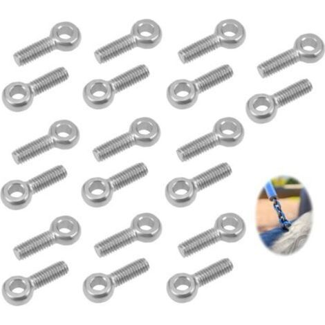 20 Stück M6 x 20mm Boulon À Oeil, Boulons à Oeil de Tige Filetée, M6 Boulons Àœil Filetage Mâle, Boulon à œil en Acier Inoxydable 304,pour Fixation et Suspension (1/4)