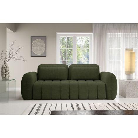 Sofa 3-Sitzer mit Schlaffunktion CARIA in Stoff Quelle Grün (1/5)