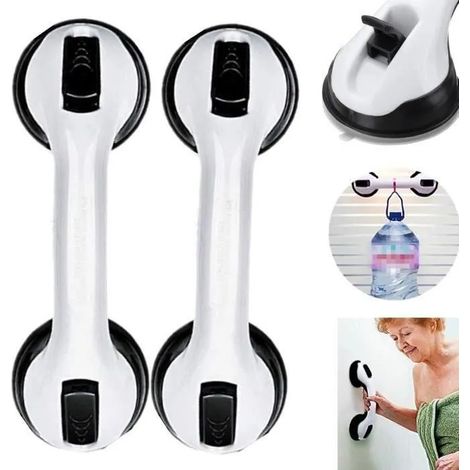 Barres d'appui de sécurité à ventouses pour baignoire, lot de 2, antidérapantes, installation facile, PVC noir (1/4)