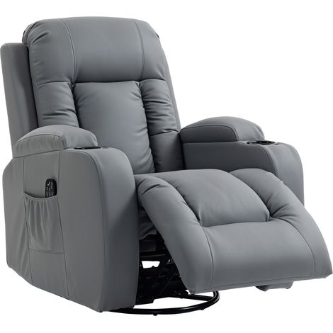 Fauteuil de massage avec fonction bascule, inclinaison et chauffage, 3 modes, pivotant, gris clair (1/5)