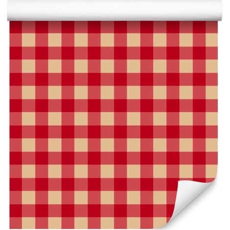 Carta da parati natalizia autunnale a quadri, corallo e rosso, 50x1000 cm (1/5)