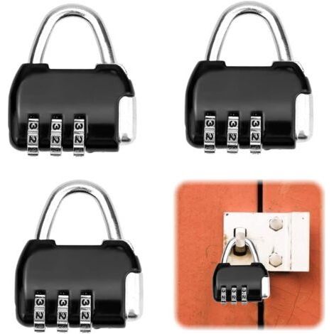 Ahlsen 3pcs Cadenas Code Cadenas à Combinaison 3 Chiffres Petit Cadenas Serrure Combinée Sans Cle Code Cadenas Code Casier Serrure à Bagages Adapté aux Casiers, Garages, Portails, écoles(Noir)