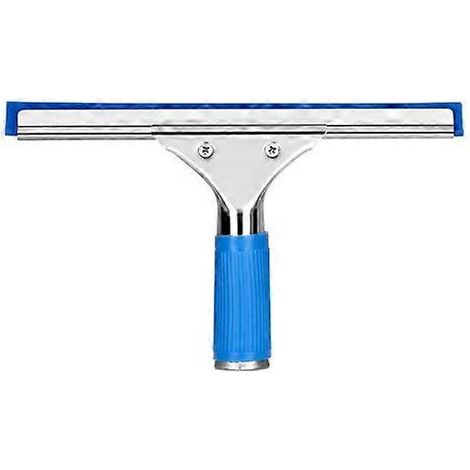 Raclette à vitres professionnelle avec lèvre en caoutchouc, manche long, pour salle de bain et douche, outil de nettoyage de vitres, bleu