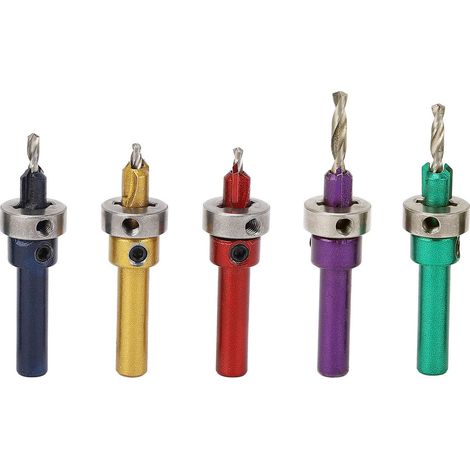 Jeu de forets à fraise pour le bois, 5 pièces, mèches de perçage coniques réglables pour le travail du bois, 2.8 à 4.0MM, 5 couleurs
