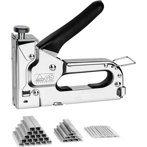 Pistolet à clous 3 en 1 robuste (avec clous de type U 200 + clous de type porte 200 + clous de type T 200) Pistolet à clous manuel pour tissus d'ameublement, matériaux de fixation, décoration, travail (1/5)