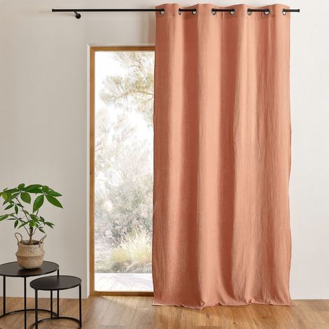 Rideau en gaze de coton tamisant à oeillets Terracotta 130x240 cm