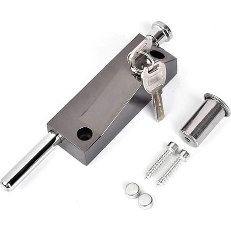 – Verrou de porte multifonction – Acier inoxydable et alliage d'aluminium – Montage en surface – Inclus 2 clés et vis de fixation – Pour intérieur et extérieur (1/4)