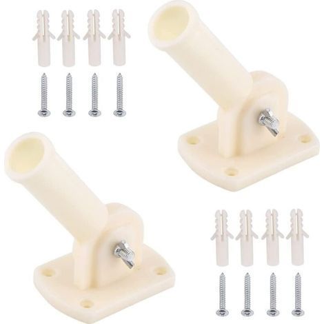 2 Pieces Wall Mount Flag Pole Bracket, Plastic Adjustable Flag Bracket, Wall Flagpole Bracket, with 8 Screws and 8 Expansion Screws, for Installing Flag Poles (1/5)
