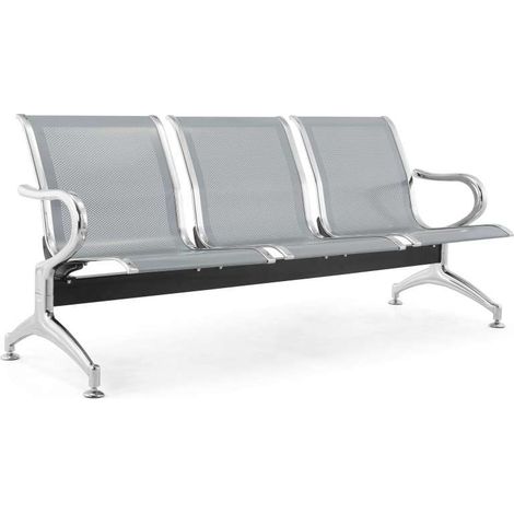 Panca Per Sale D'Attesa 3 Posti In Acciaio Microforato Serena Group Grigio - SJ820G-3 (1/2)