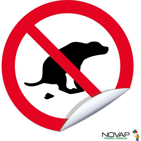 Panneau Déjection canine interdite - Vinyle adhésif Ø80mm - 4231051