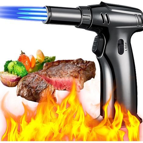 Chalumeau de Cuisine, Torche de Cuisine, Professionnelle Torche de Butane avec La Serrure de Sécurité/Flamme Réglable, Mini Flamme Briquet, Chalumeau Culinaire (Butane Non Inclus) (1/5)