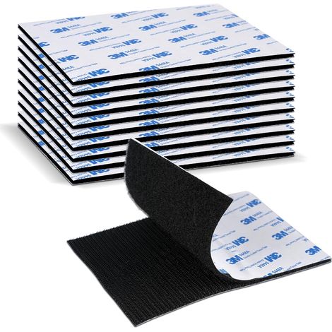 Bandes Auto-Adhésives Lot de 10 Paires Auto-Agrippantes 10 cm × 15 cm pour Travaux Manuels, en Intérieur et en Extérieur à la Maison et au Bureau Noires (1/5)