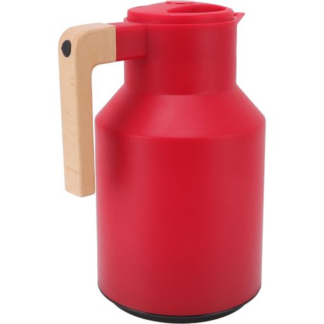 Cafetière isotherme 1L style européen, poignée en hêtre, isolation thermique 12h, portable, grande capacité, pot à café rouge