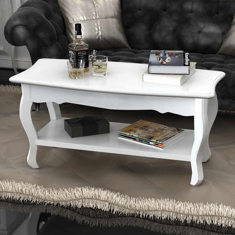 Mesa de centro de 2 niveles de MDF blanca vidaXL (1/5)