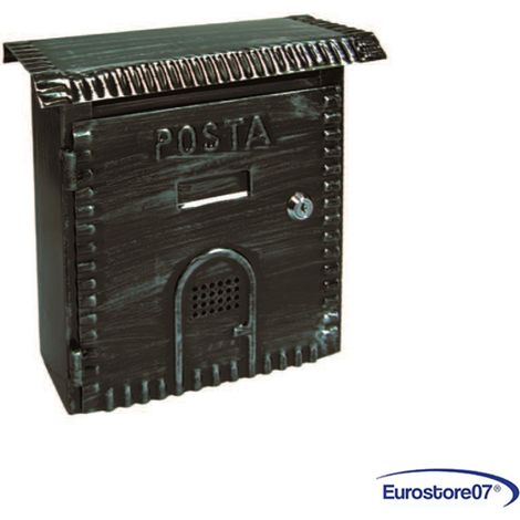 cassetta posta postale rustica tipo medio - cm.26x9x26h. Nera ferro battuto (1/3)