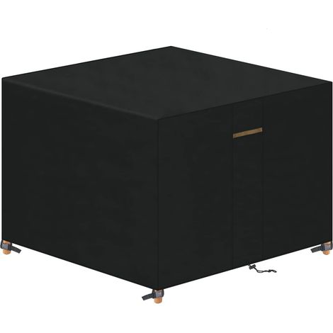 Housse Protection Table de Salon de Jardin Bâche Table Jardin Imperméable et au Vent Anti-UV 420D Tissu Oxford avec Grilles D‘aération et Boucle Verrouillage Noir Carré 90x90x90cm-Ineasicer (1/5)