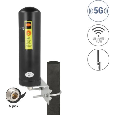 Delock Antena 5G LTE hembra N 3 - 5 dBi omnidireccional de pared y poste de montaje al aire libre negro