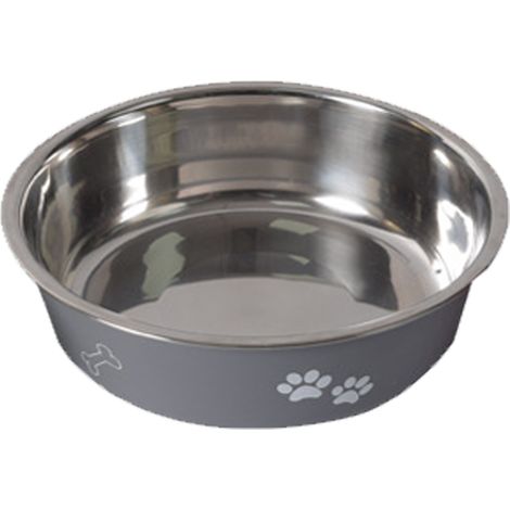 2 Gamelles pour chien, Acier inoxydable, Base silicone antidérapante, Motif imprimé, Pour petits chiens (1/5)