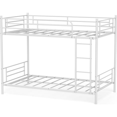 Letto a castello 90x190 cm in acciaio bianco con scala laterale e sponde di sicurezza (1/5)