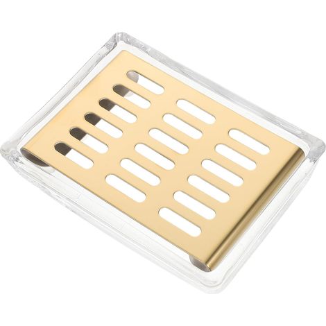Porte-savon en verre à double couche avec acier inoxydable doré (1/5)